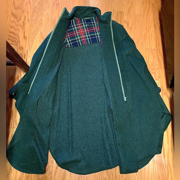 Vintage Wool HUCCLECOTE Ziller Loden Green Cape Made in England - Picture 9 of 16